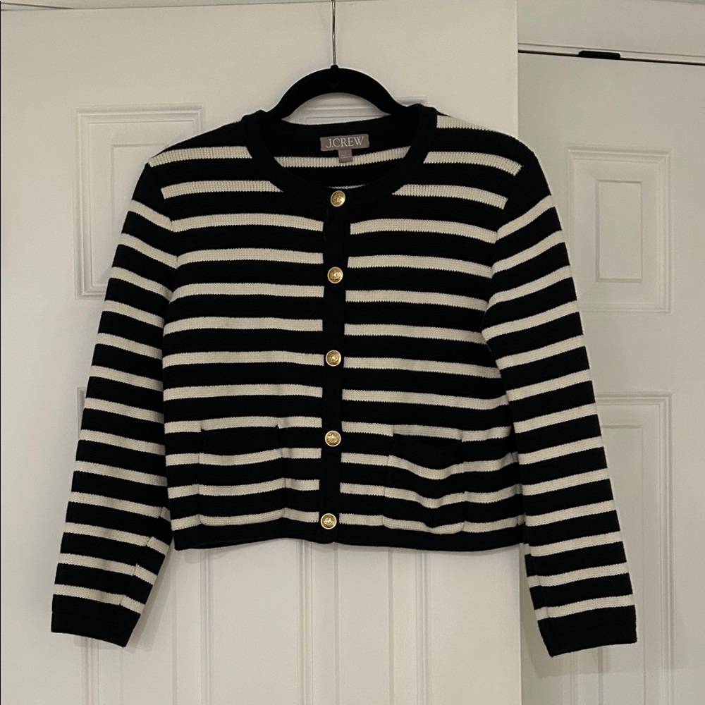 J. Crew Stripe Emilie Lady Jacket Cardigan Sweater
